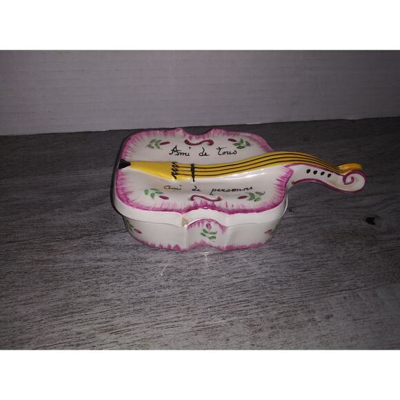 Ami de Tous Ami de Personne Friend Pink Accented PV Trinket Box Made in England - Picture 3 of 7